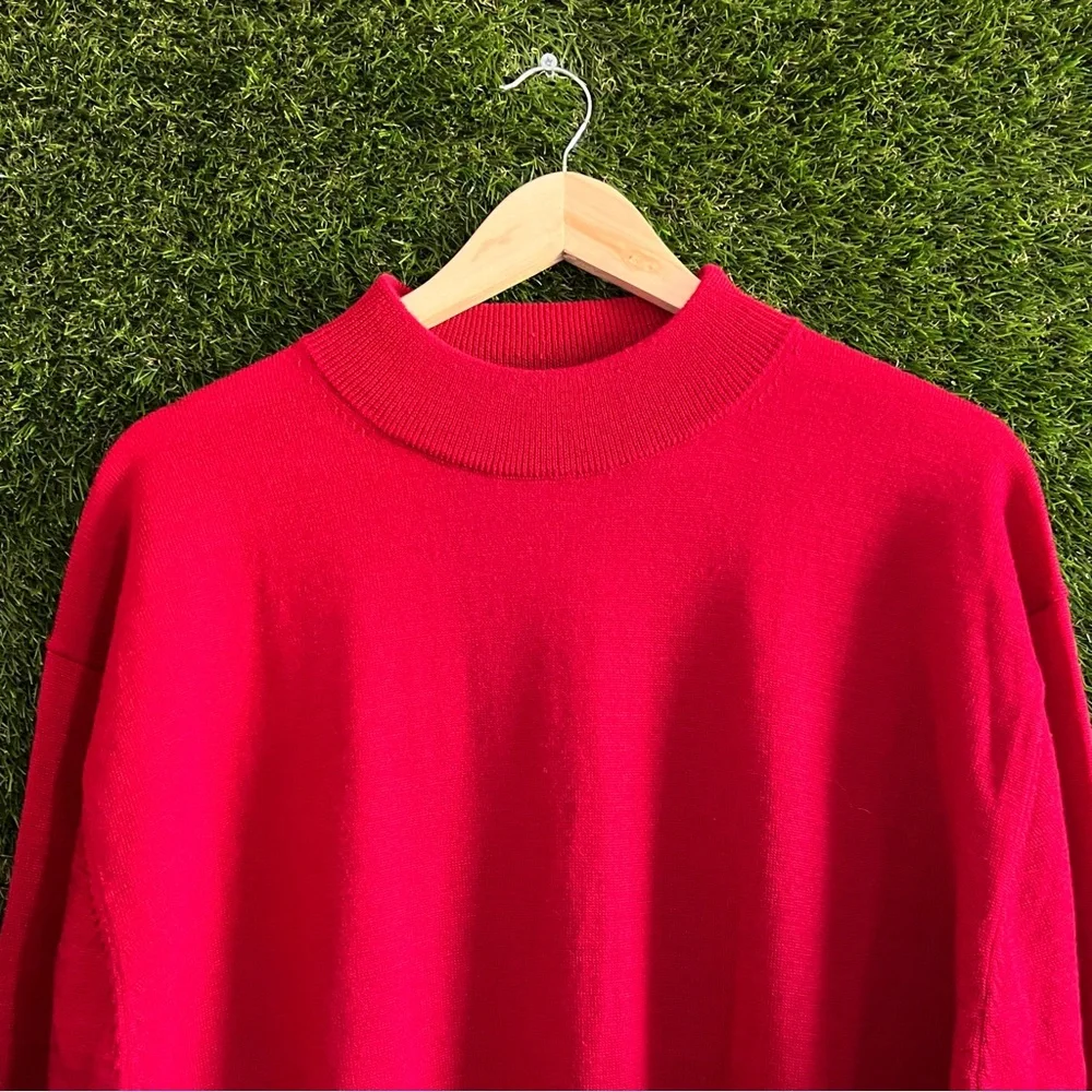 Linea Uomo Red Mock Neck Wool Blend Sweater